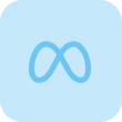Pastel blue square icon with a META symbol