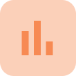 Performance icon with rounded peach square and three orange bars of different heights